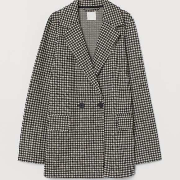 H&M checked blazer jacket - Black and Tan - Size 2 - Picture 1 of 4